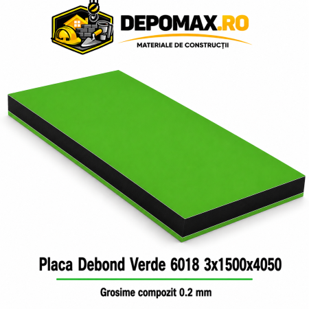 Placa BOND Verde 6018 3mm, 1500x4050mm, aluminiu 0.2mm
